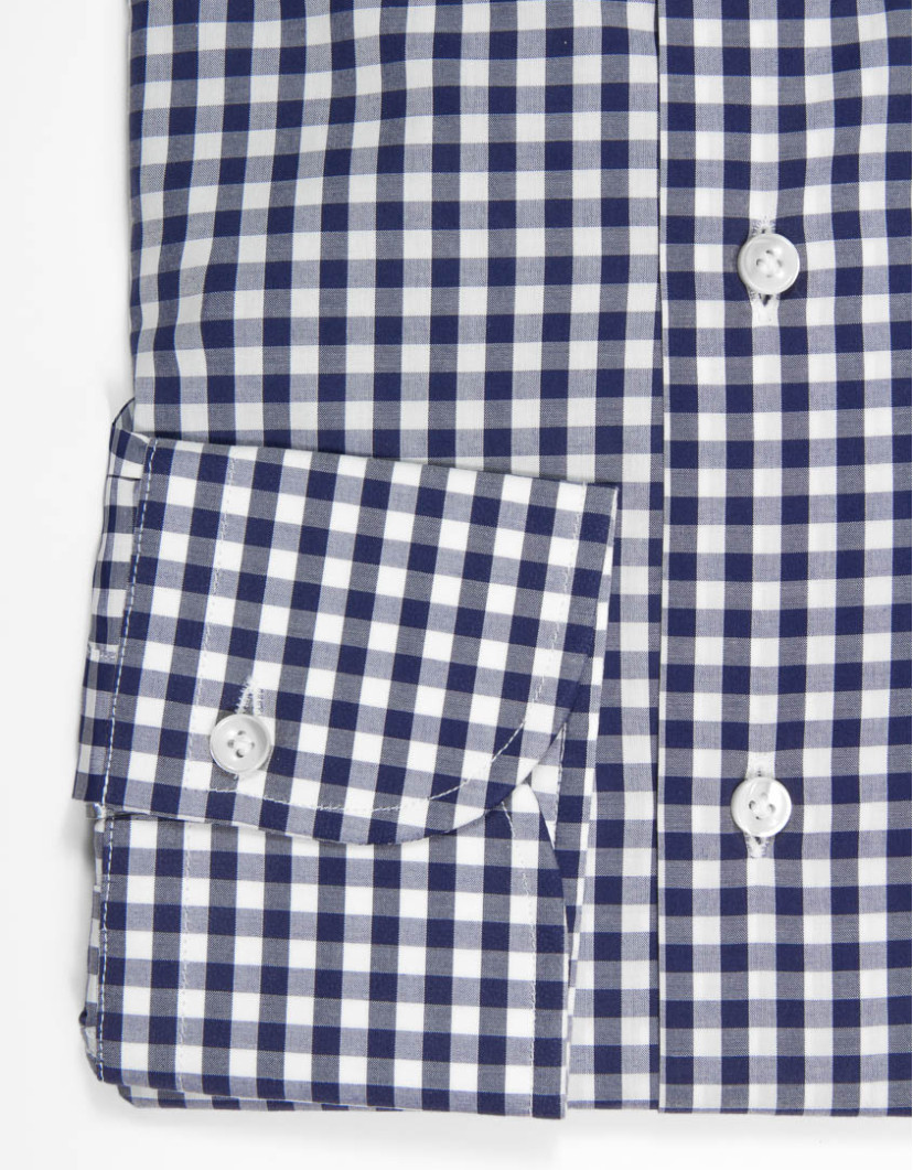 Patrick Hellmann Collection White Blue Shirt With Checks Gingham Pattern image